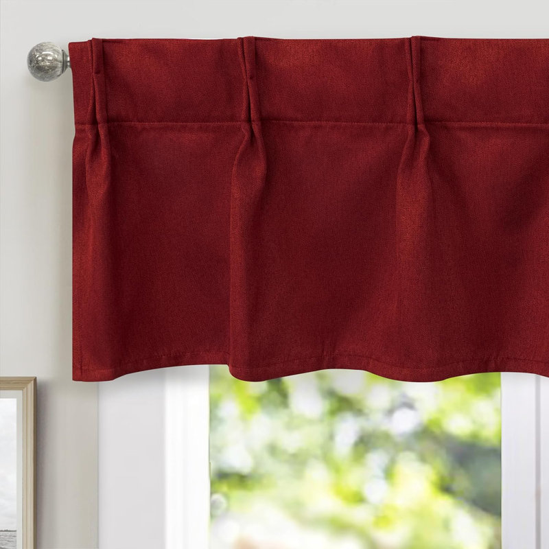 Pinch Pleat Valance for Kitchen Window Blackout Faux Linen Textured Solid Beige Valance for Living Room  Farmhouse Linen Curtain Valance Window Treatment Back Tab