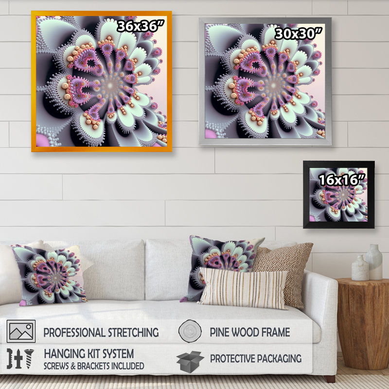 «Pastel Fractal Simplicity V», reproduction sur toile, H 16 po x l 16 po x P 1 po, Impression dorée sur toile encadrée