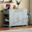 Fluted Kitchen Island with Trash Can Storage Cabinet, Power Outlet, Internal Storage Rack, Rolling Kitchen Islands on 5 Wheels with 3 Drawer, 3 Open Side Racks for 10 Gallon Garbage Bin, White-1643582343