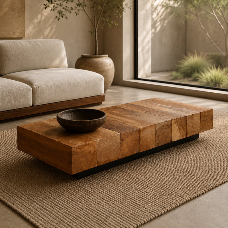 Caid Solid Wood Beam Coffee Table 