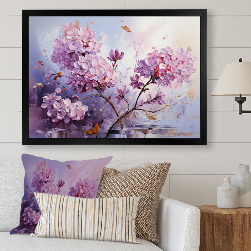 Charme mauve lilas mauve, Cadre simple noir, H 24 po x l 32 po x P 1 po