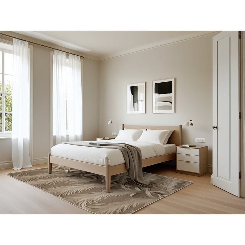Tapis beige français lavable à la machine, Rectangle 5 pi x 7 pi