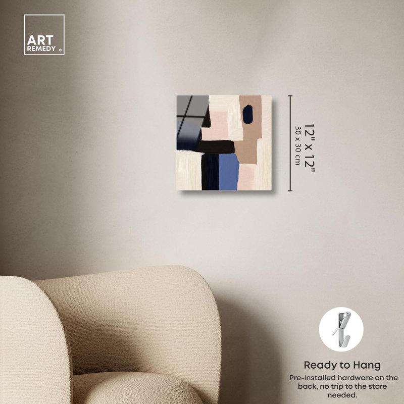 Décoration murale moderne bleue en acrylique Quietude II par Art Remedy, prête à être suspendue, H 12 po x l 12 po