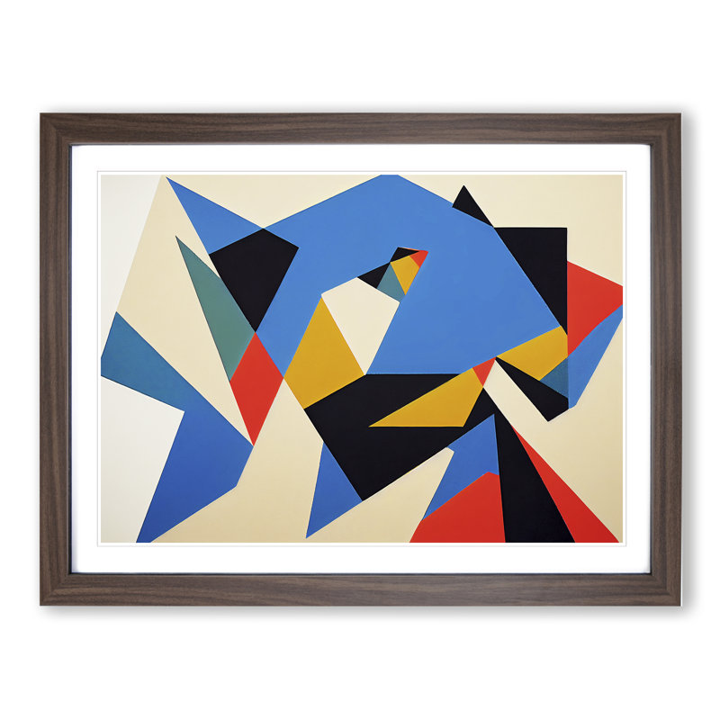 Retro Suprematism Vol.1 - Single Picture Frame Print, 46cm H x 64cm W x 2cm D, Walnut Framed