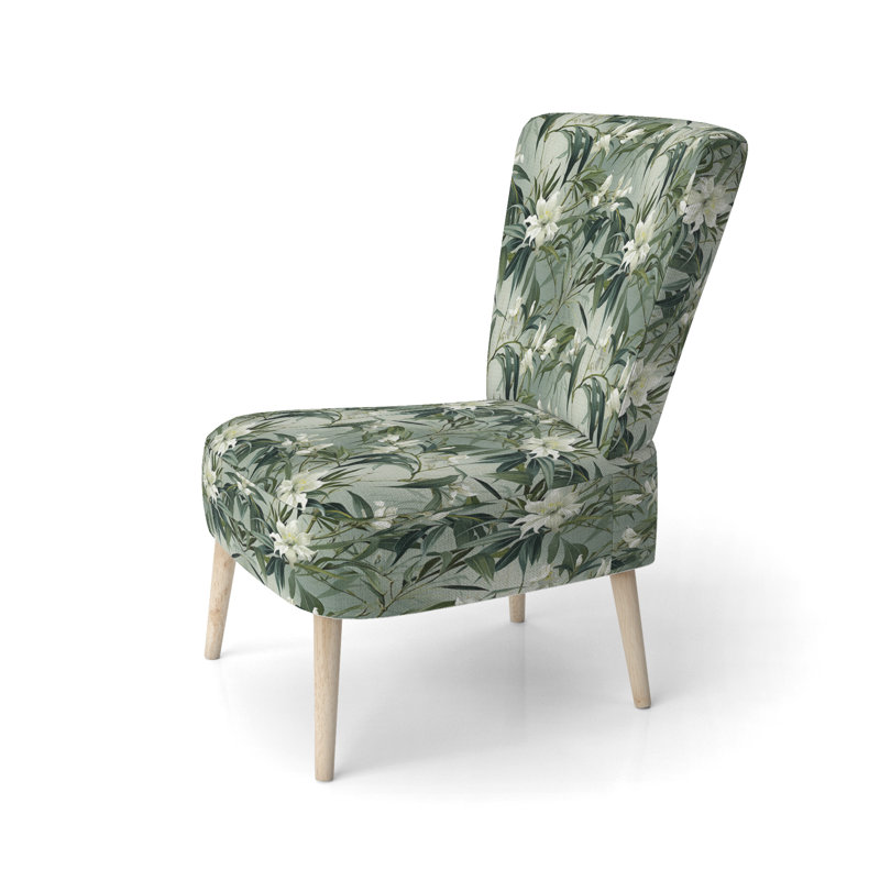 Chaise d'appoint rembourrée A, Bambou élégance motif tropical II