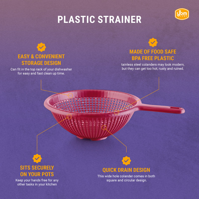 YBM Home Plastic Colander, Red