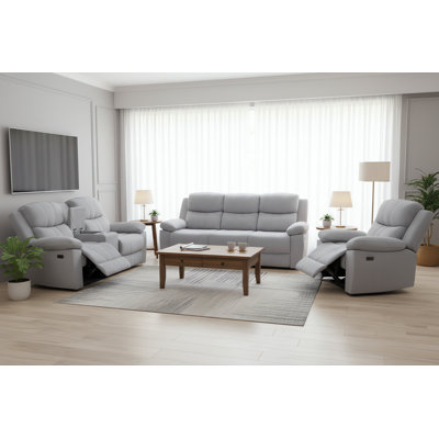 Fauteuil inclinable électrique avec tissu chenille, support de chaise longue et rembourrage moelleux, gris