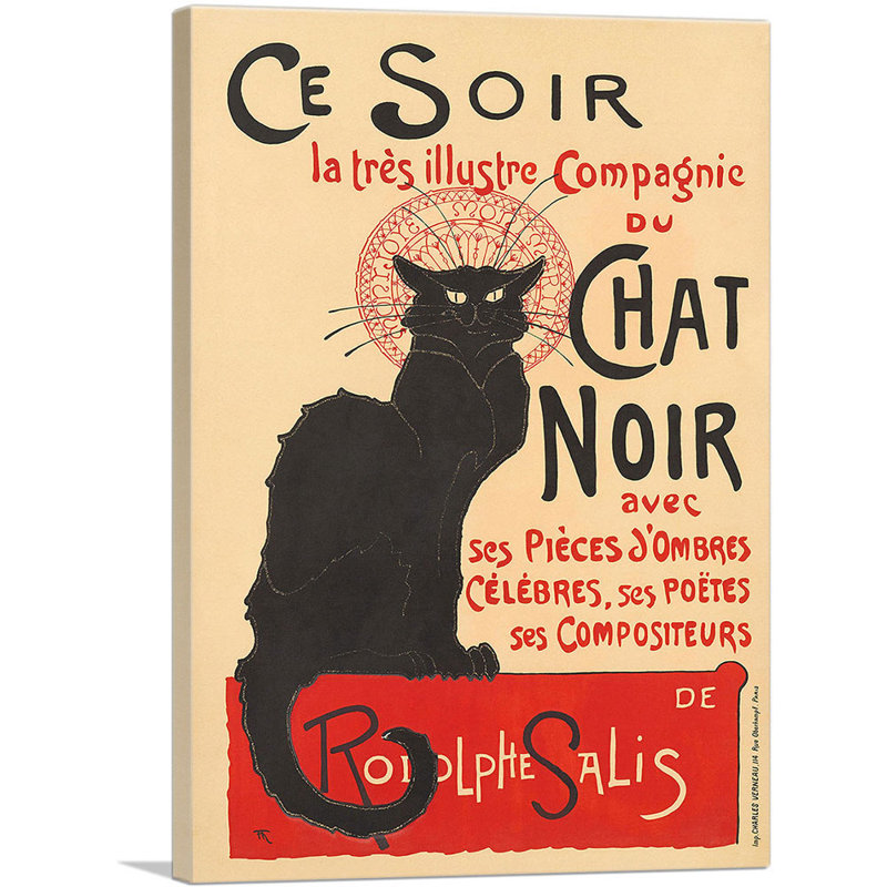 «La Tournee Du Chat Noir» par Theophile Steinlen, reproduction d'art sur toile tendue, H 40 po x l 26 po x P 0,75 po