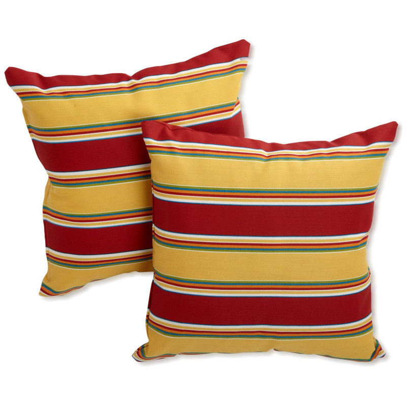 Outdoor 17" Pillow Cover & Insert, Haliwell Multi Stripe, 17" H x 17" W