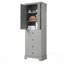 Armoire de rangement polyvalente en panneau de fibres à densité moyenne avec 2 portes, 4 tiroirs et une tablette réglable pour l'organisation de la salle de bain ou du bureau-377470872