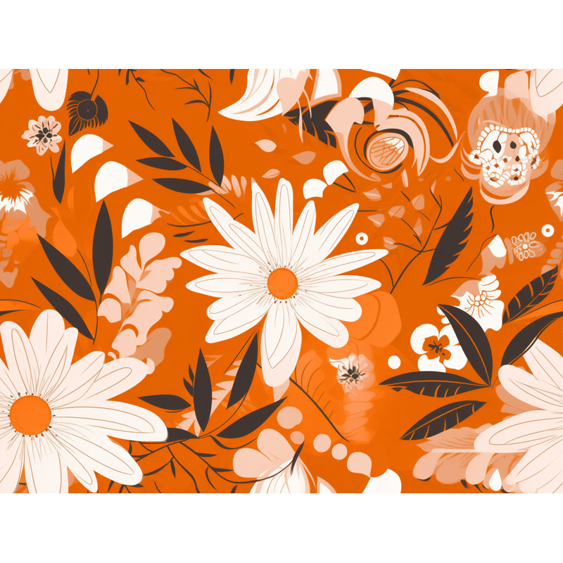 Machine Printed Comforter, Orange/White, King Comforter