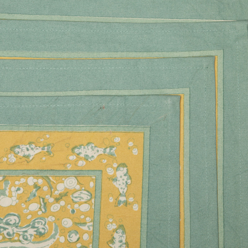 La Mer 100% Cotton Rectangle Placemats, Aqua/Citrine