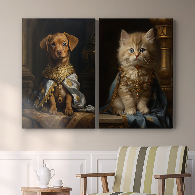 ANIMAUX série CXC - Toile tendue avec châssis de qualité supérieure - Prêt à être accroché, H 48 po x l 64 po