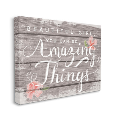 «Beautiful Girl Inspirational Kids Flower Word Design» par Daphne Polselli, reproduction d'impression