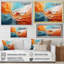 Teal Orange Bold Abstract Flow Collage I - Dams, art mural-153594433-153594445