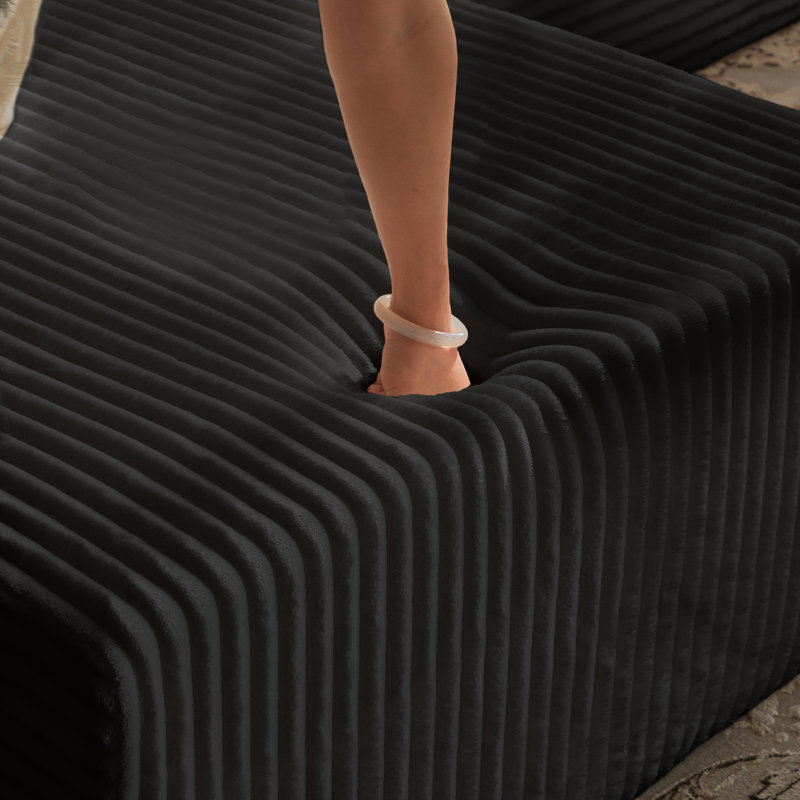 Canapé modulaire à compression 133 133 po avec 1 repose-pieds, Noir
