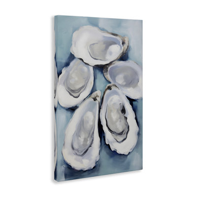 Five Oyster Shells Canvas Wall Art by Petal Prints Design
