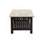 Table basse moderne avec plateau en faux marbre avec pieds solides et tablette de rangement ouverte pour le salon