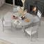 Ensemble de salle à manger rétro 5 pièces avec table ronde à motif de grain de bois et 4 chaises rembourrées-2064664670