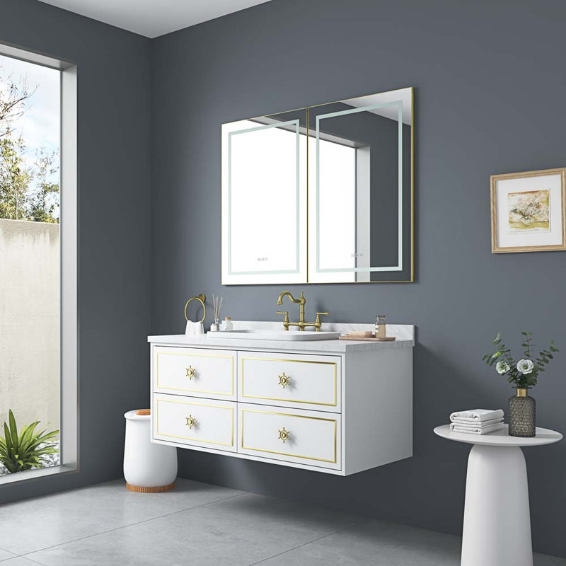 Armoire à pharmacie avec miroir 6 tablettes Mehdo