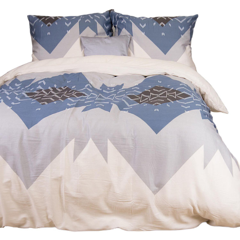 East Urban Home Cotton Geometric Shapes and Floral Duvet Cover Set with Pillow Shams and Pillowcases