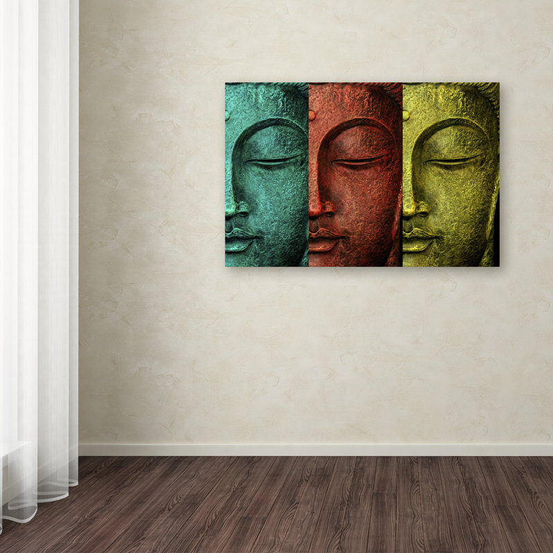 « bouddha face », reproduction d’impression sur toile tendue, H 30 po x l 47 po x P 2 po