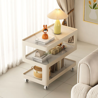 27.56" Cream Move Sintered Stone Safe Nightstand