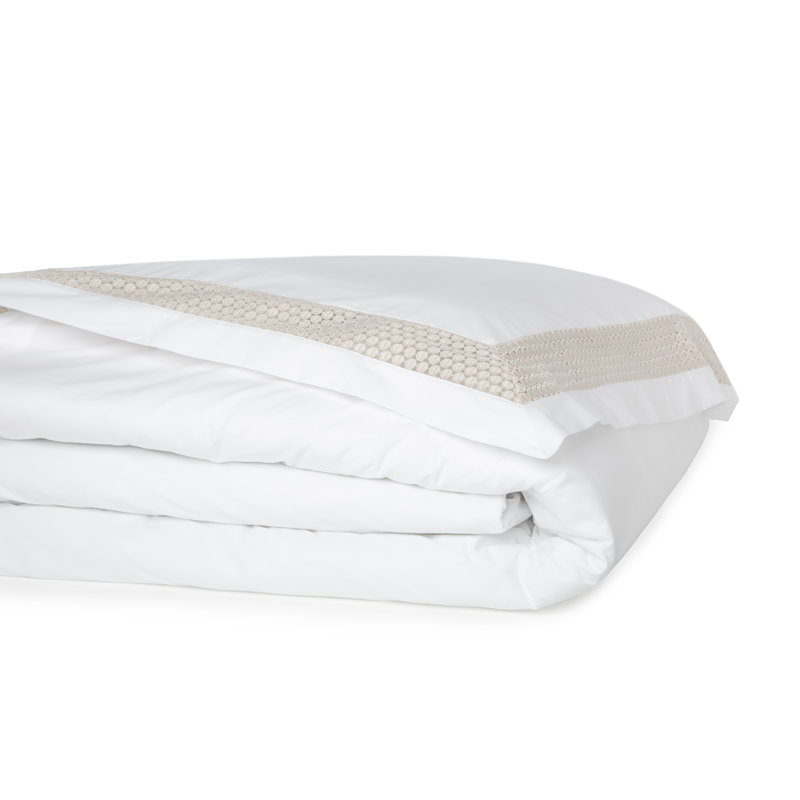 Magnolia Duvet Cover, King Duvet Cover, White/Flax