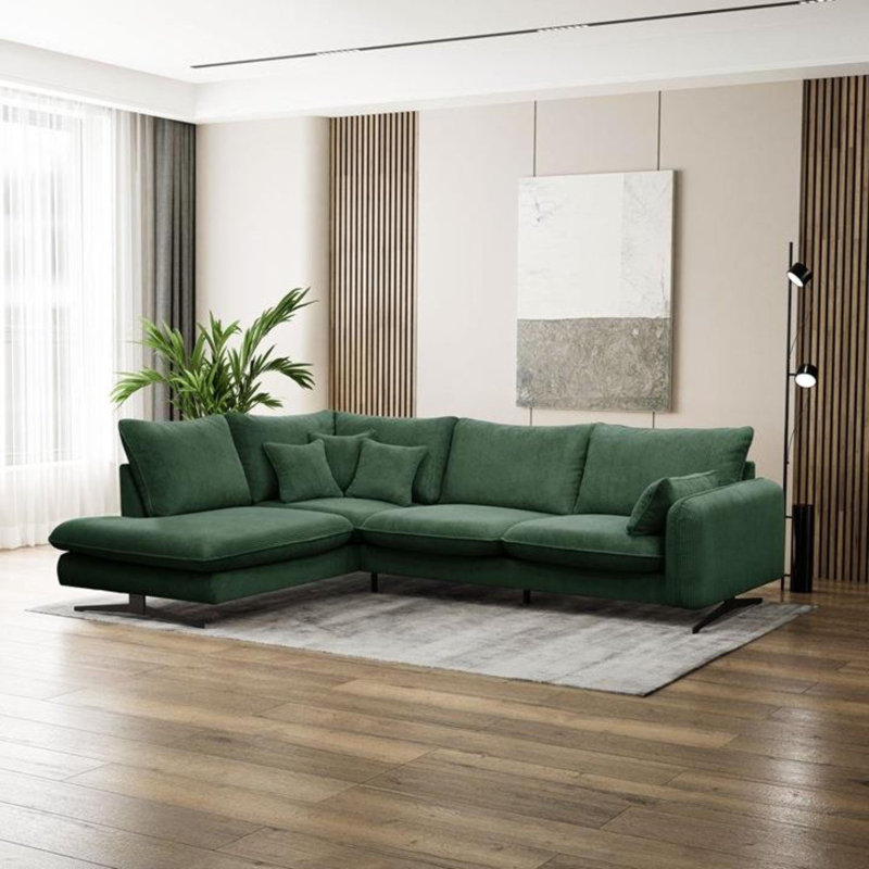 Casiyah 5 Seater Sofa & Chaise, Left Hand Facing, Green