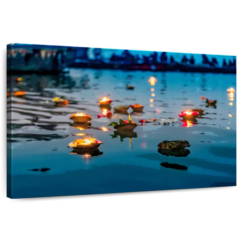 Ravi Ganges River Offerings, 30" H x 45" W