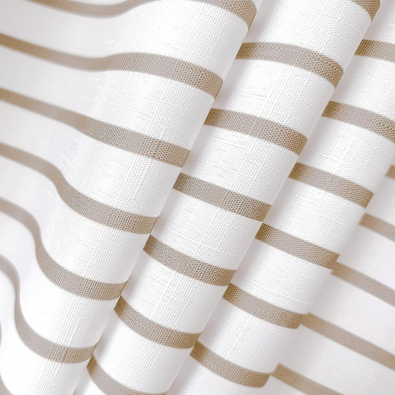 Broddrick Striped Shower Curtain with Hooks Included, Beige