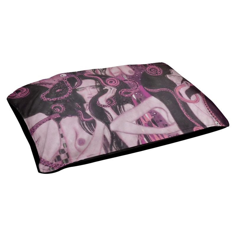 Coussin de designer frise beethoven Carlile, Grand (L 52 po x l 42 po), Rose / Noir