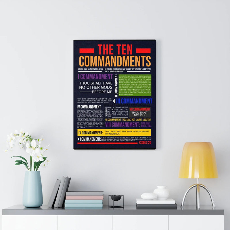 «Ten Commandments», reproduction d'art sur toile, écriture murale, décor à la maison, dos noir