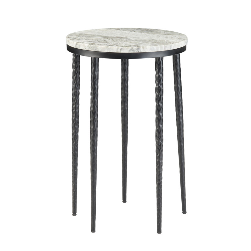 Round White Marble Accent_End Table