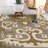 Ochre Ikat Grey/Gold Performance Flatweave Washable Oriental Indoor / Outdoor Rug-1864179486