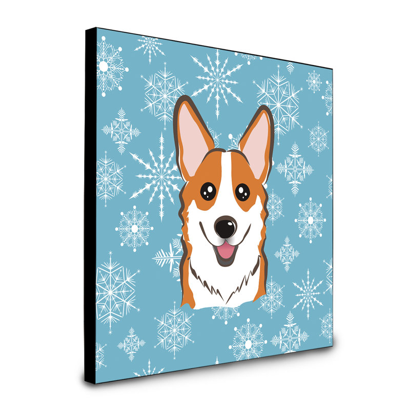 Panneau mural d’art flocon de neige Loula, Corgi brun