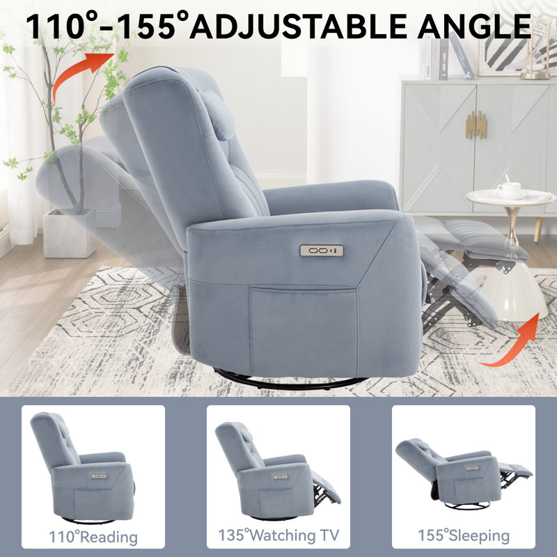 Fauteuil inclinable électrique Humberto, Bleu
