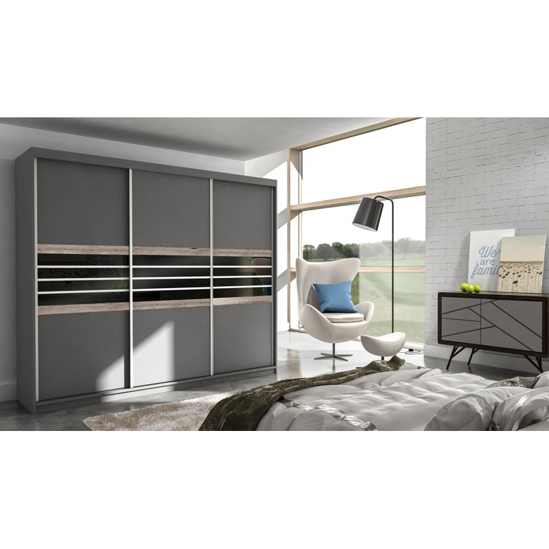 Bilotti Manufactured Wood Wardrobe, Lava/Black Gloss