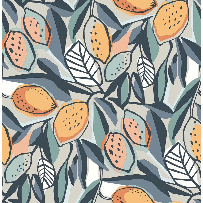 Citronelle Citrus Fruit Luxury Wallpaper, Tangerine