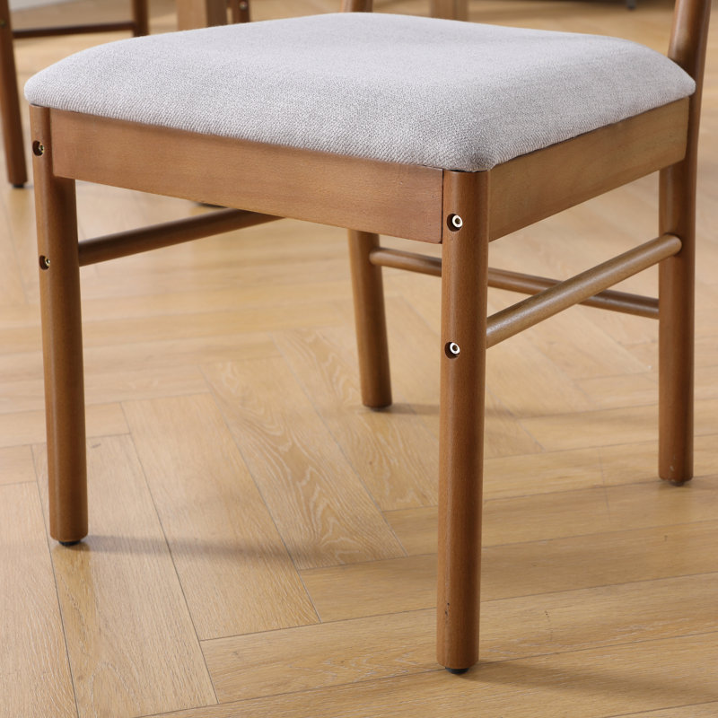 Chaises de salle à manger Boho avec revêtement en lin tissé et dossier en corde tissée (ensemble de 2), Gris, Brun