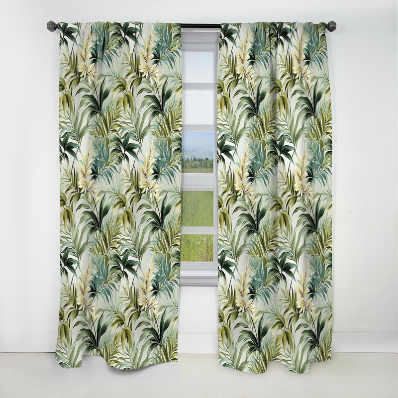 Motif de lignes tropicales - Rideau floral - Rideau occultant floral - 1 panneau, L 52 po x L 63 po