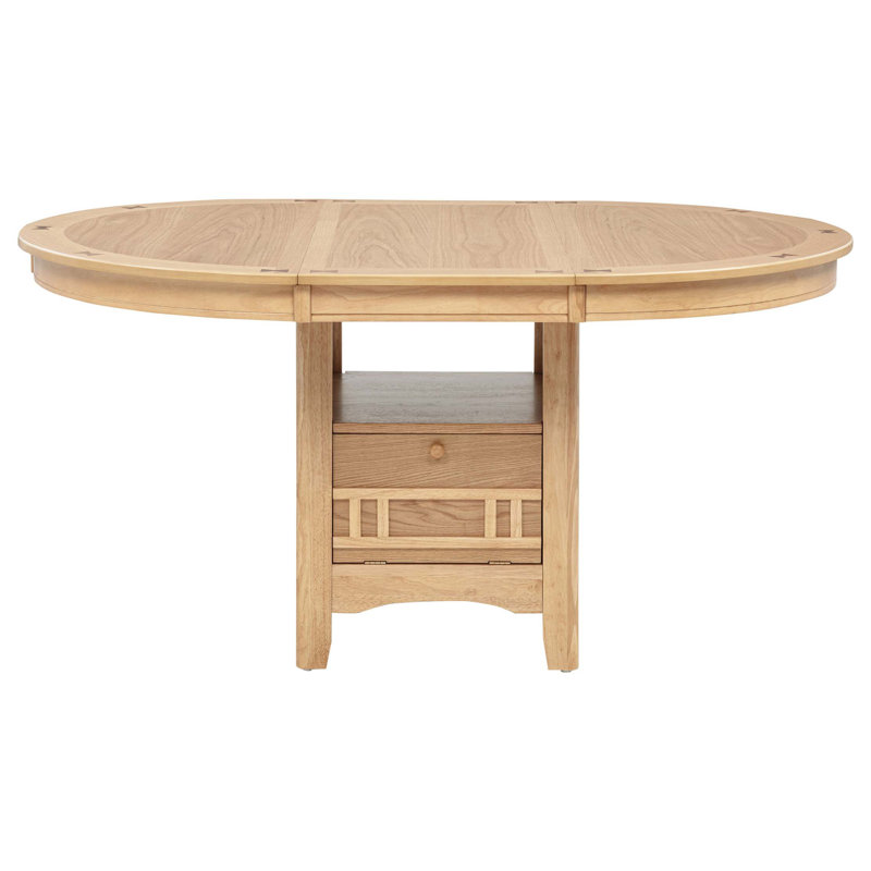 Wood Extension Leaf Dining Table with Functional Pedestal Base