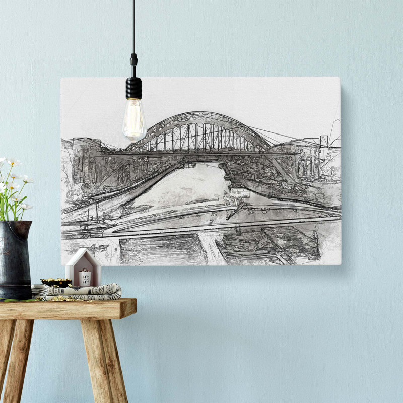 Tyne Bridge Linking Newcastle In Abstract - Wrapped Canvas, 35cm H x 50cm W x 3cm D