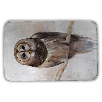 Barred owl Bath Mat with Non-Slip Backing - Quick Dry Memory Foam Bathroom Rug - Absorbent - Modern Plush Spa-Style - Machine Washable