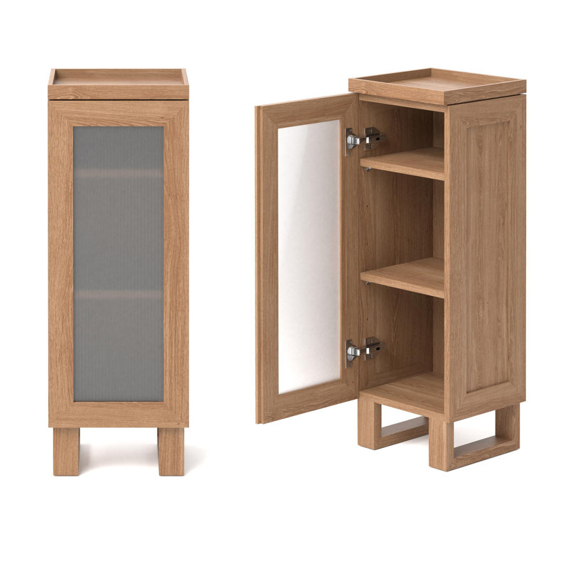 Mendocino Solid Wood Bathroom Cabinet, Natural Oak