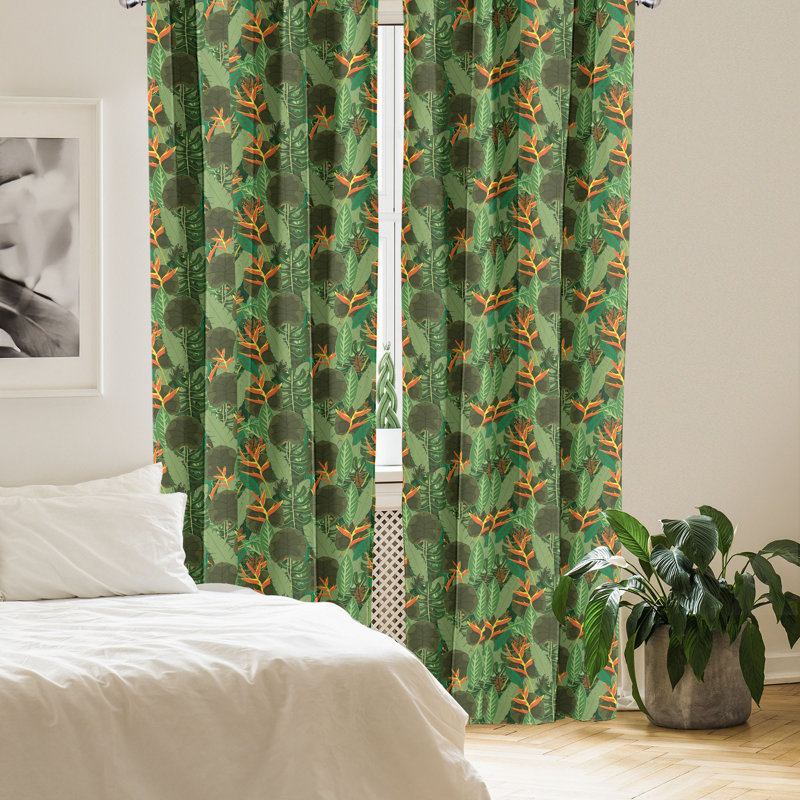 Rideaux botaniques 4 panneaux East Urban Home, L 56 po x L 63 po