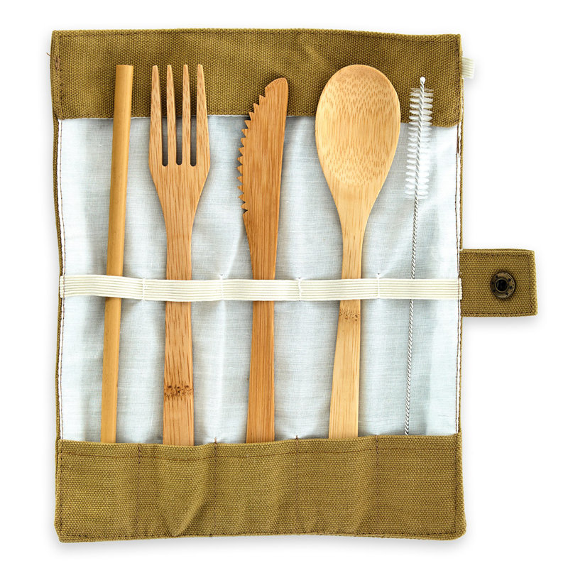 Klarstein Travel Cutlery Set in Brown Bag