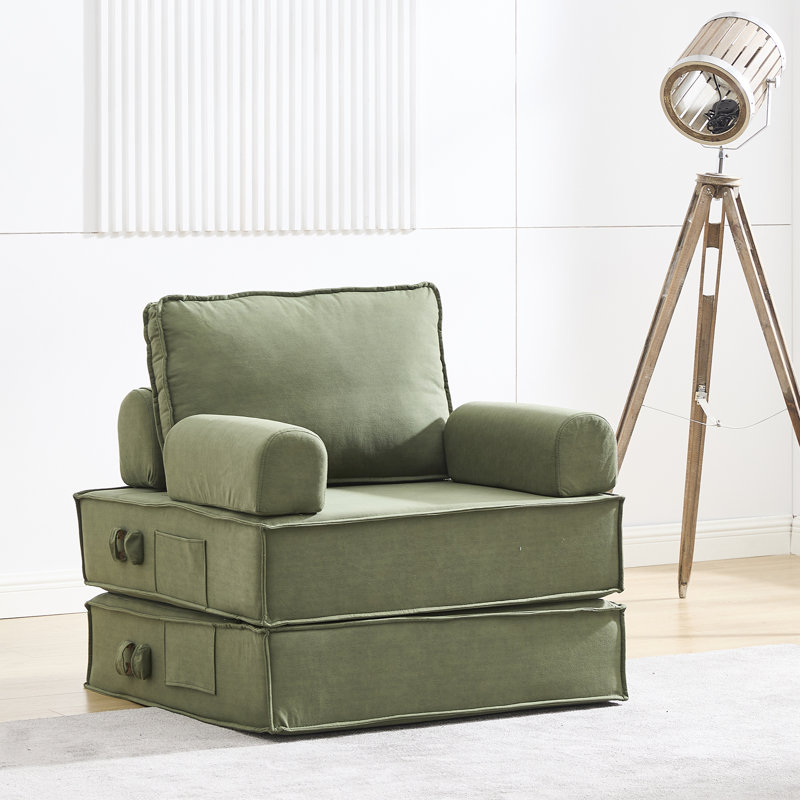 Canapé-lit simple 36 po en cuir chamois, Vert