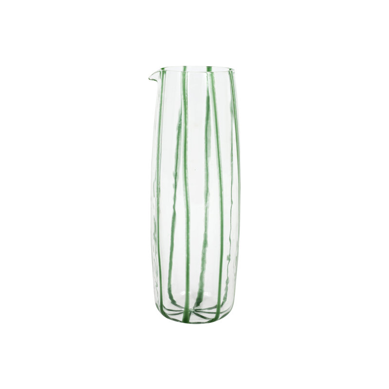 Nuovo Stripe Glass Pitcher, White/Green