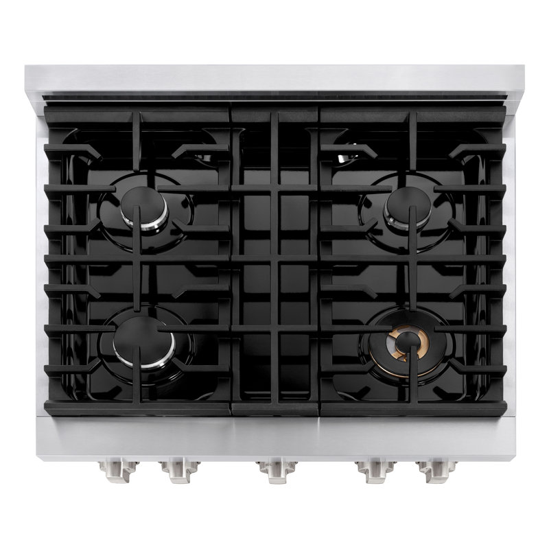 ZLINE 30 in. 4.2 cu. ft. 4 Burner Gas Range with Convection Gas Oven in Stainless Steel, White